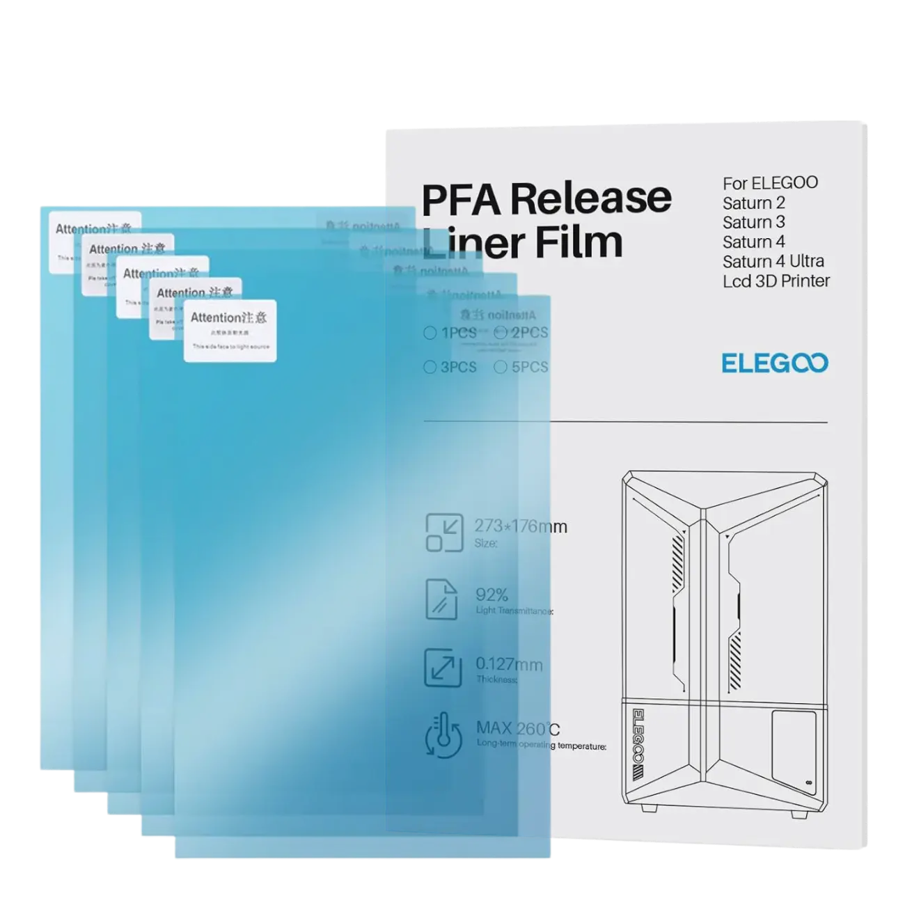 Elegoo PFA Film 273 mm x 176 mm (5 piezas)