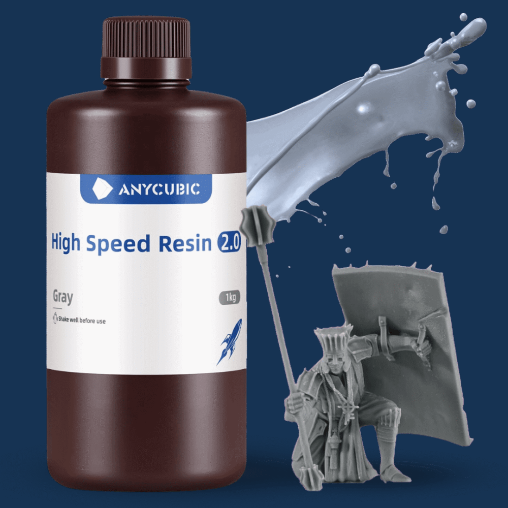 Resina 3D ultra rápida color gris Anycubic para impresora 3D