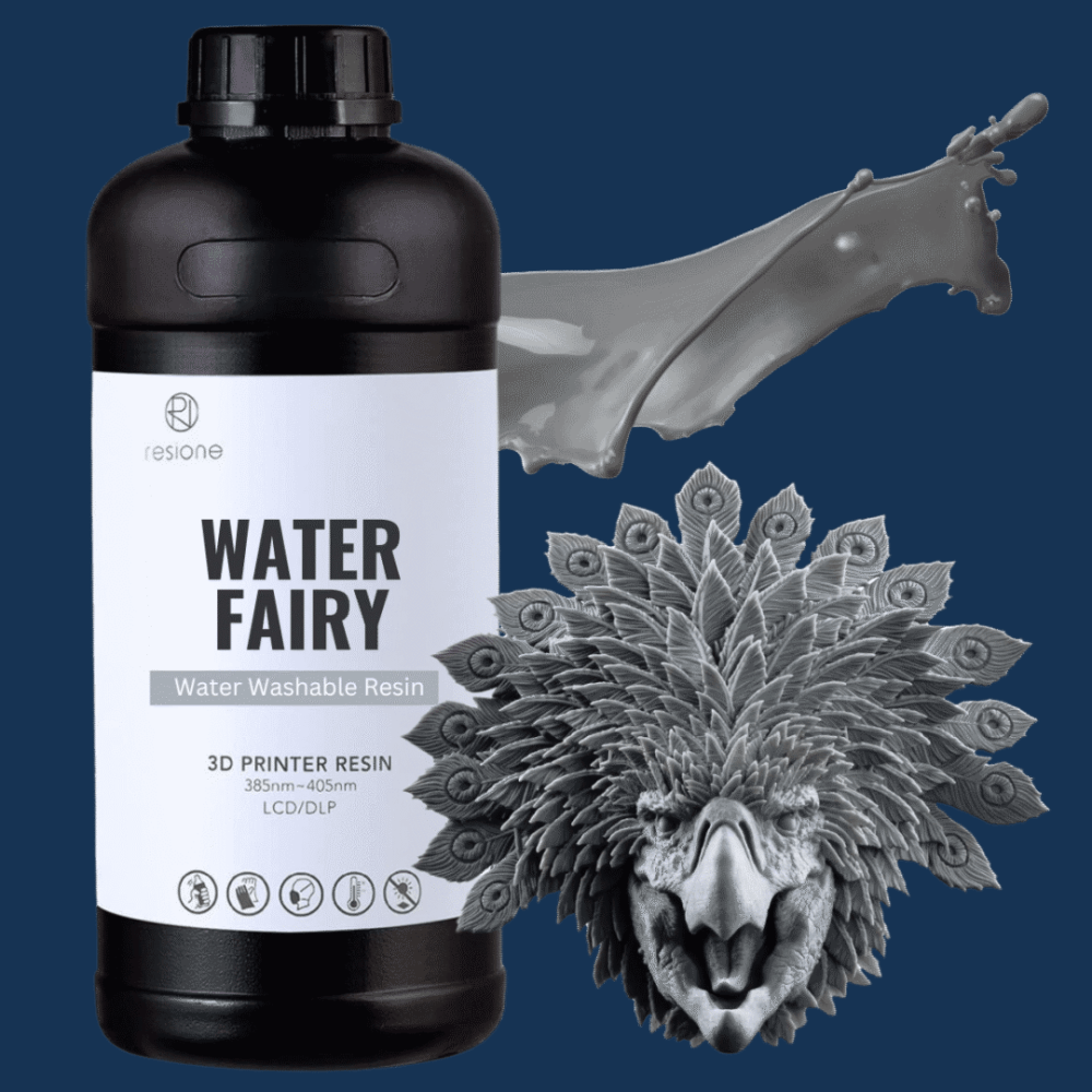 Resina para impresión 3D lavable con agua color gris Resione Water Fairy
