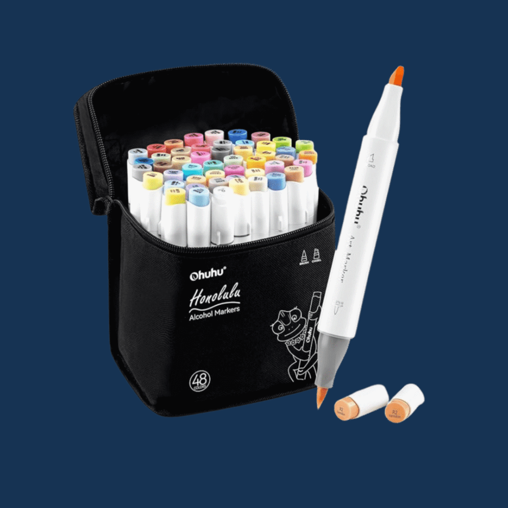 Ohuhu 48 marcadores Brush & Chisel mid-tone